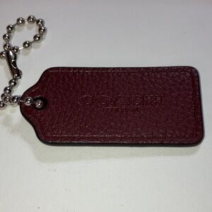 Coach 2 inch Rich Brown Leather Coach hang Tag with silver hardware